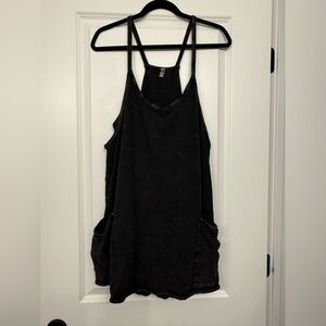 Free People Movement Washed Black Hot Shot Mini Dress Size Large *flaws/stain
